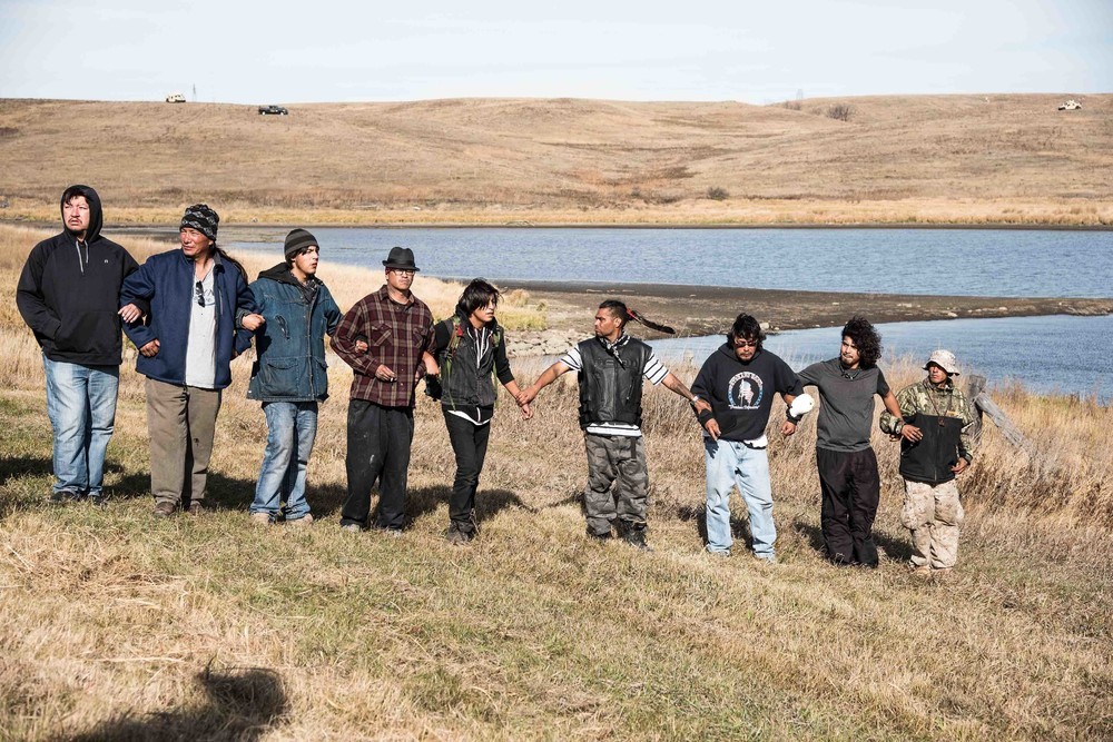 Activisten bij de Missouri River.