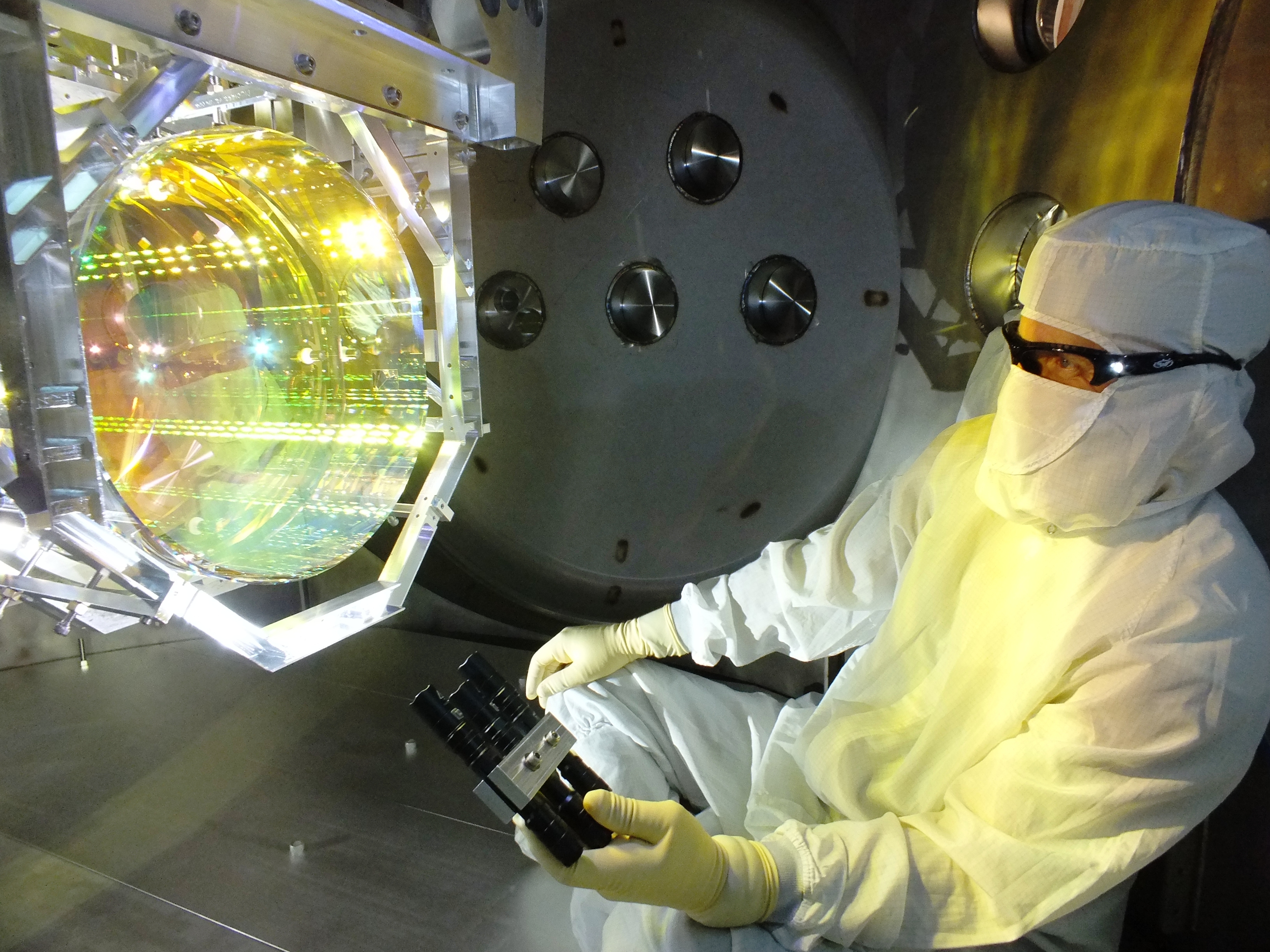 One of the mirrors used in the LIGO Livingston Observatory.