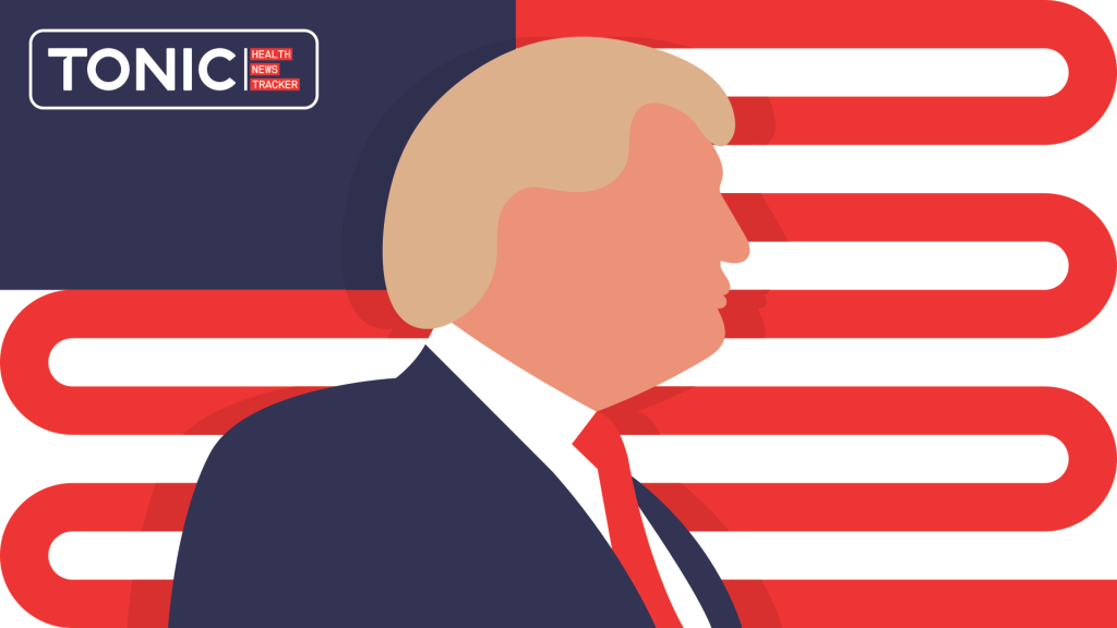 illustration of donald trump over the american flag