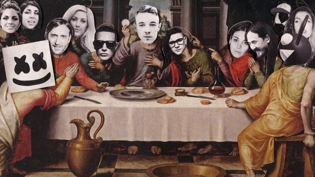 collage of top EDM artists at the Last Supper