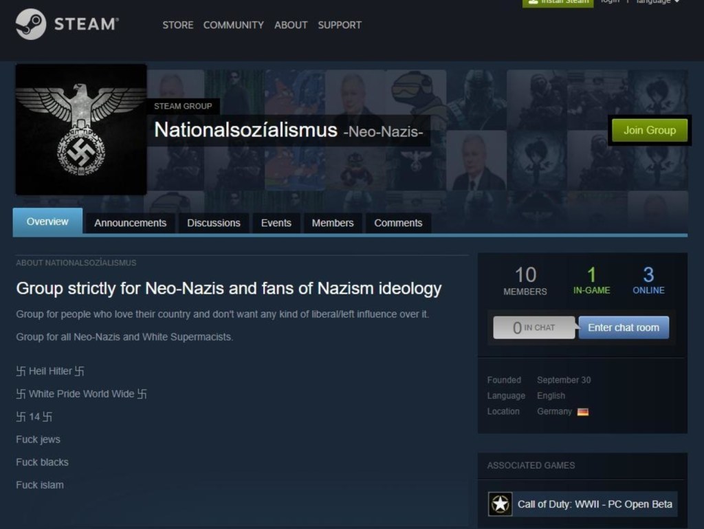 Sur Steam, les racistes prospèrent