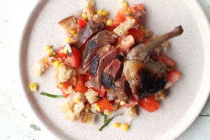 Grilled Pigeon with Sweet Corn Panzanella Recipe