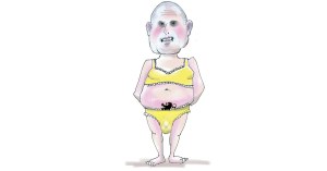 Theo Francken in mannenlingerie illustratie karikatuur