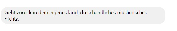 Privatnachricht eines FB-Users an Rami Ali