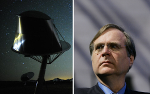 Allen Telescope Array at Night and Paul Allen