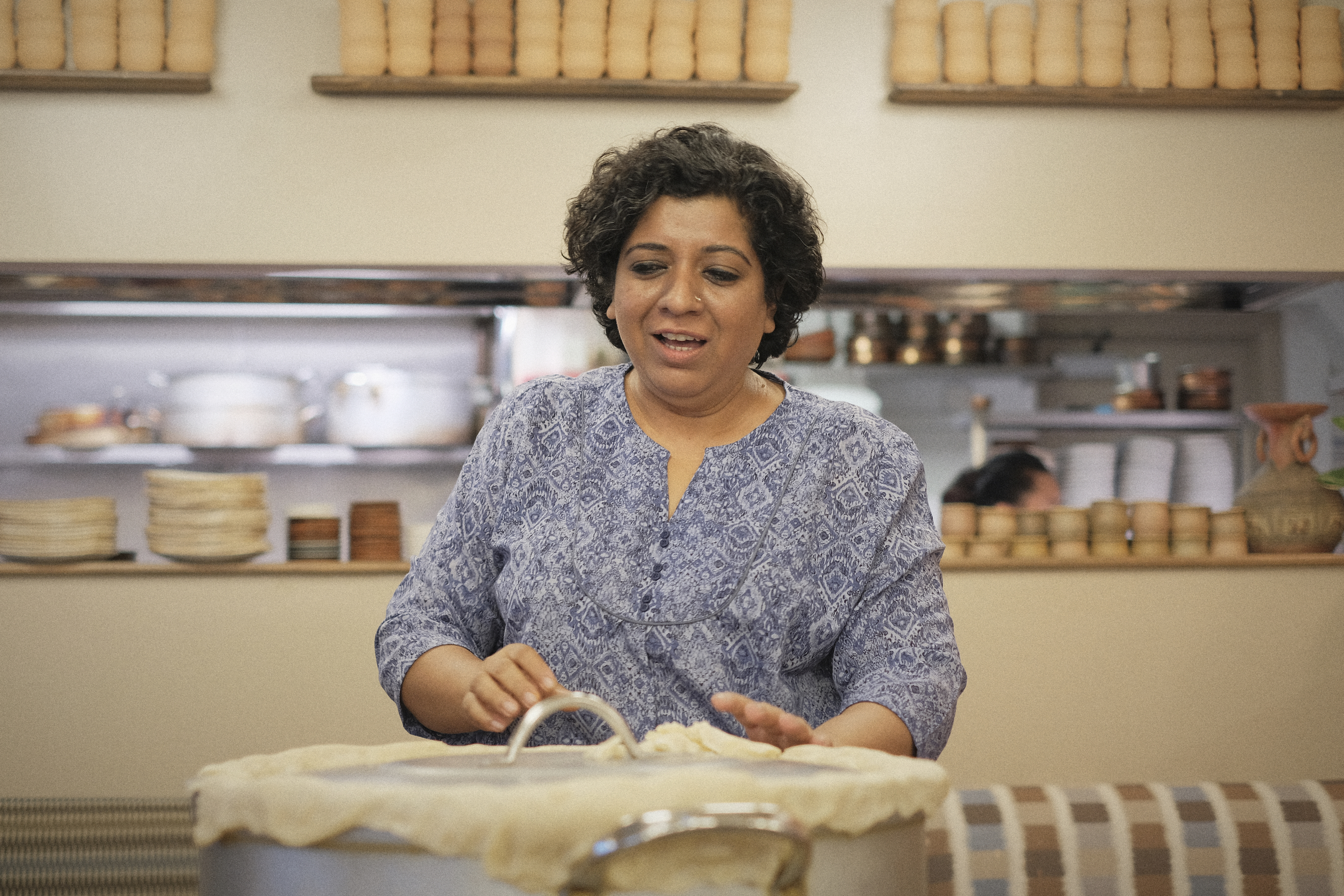 Asma Khan during the filming of Netflix's Chef's Table Season Six at her restaurant in London.