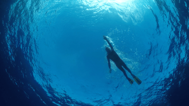 Ben Lecomte swimming in the Pacific Ocean