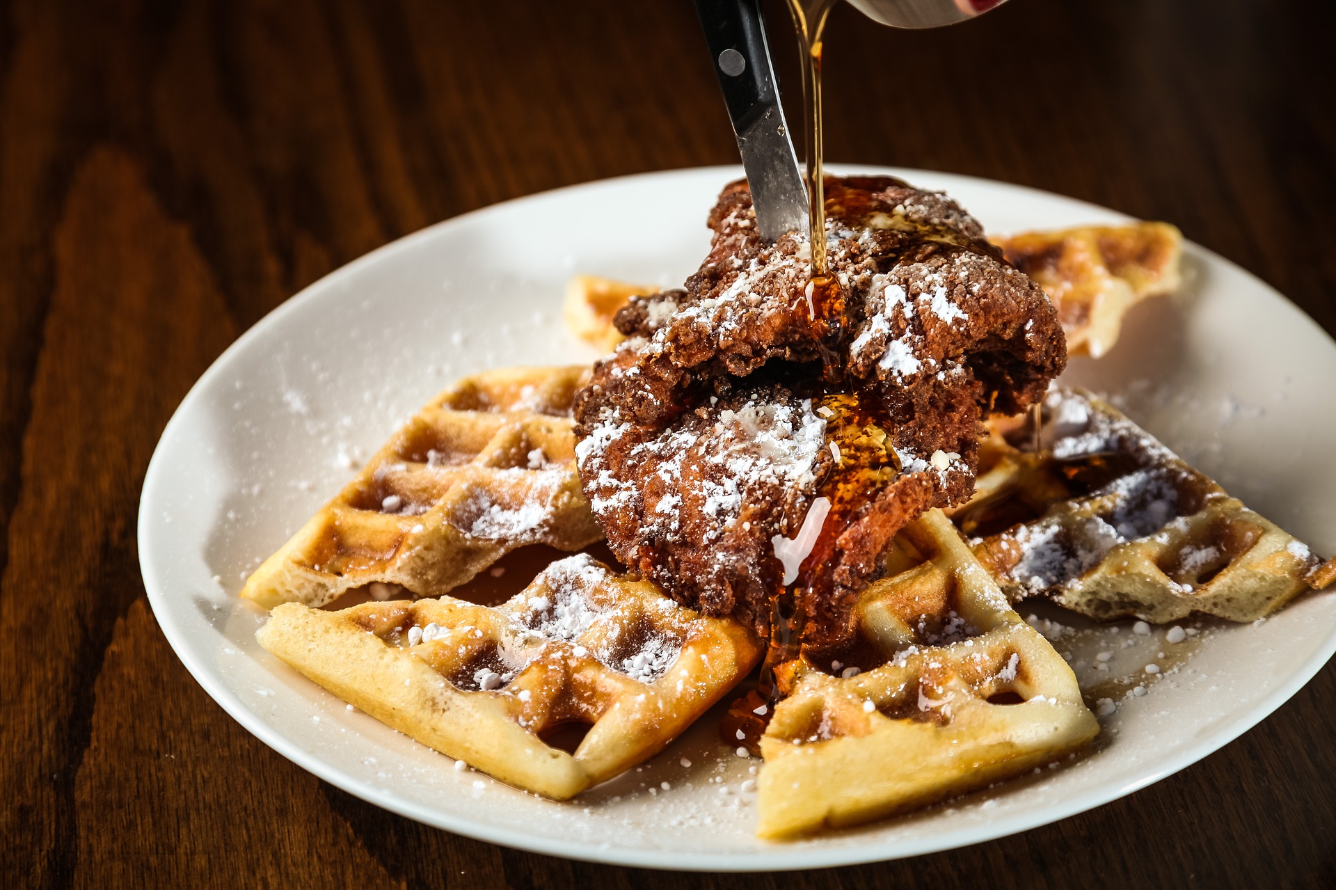 Chicken and waffles stock image