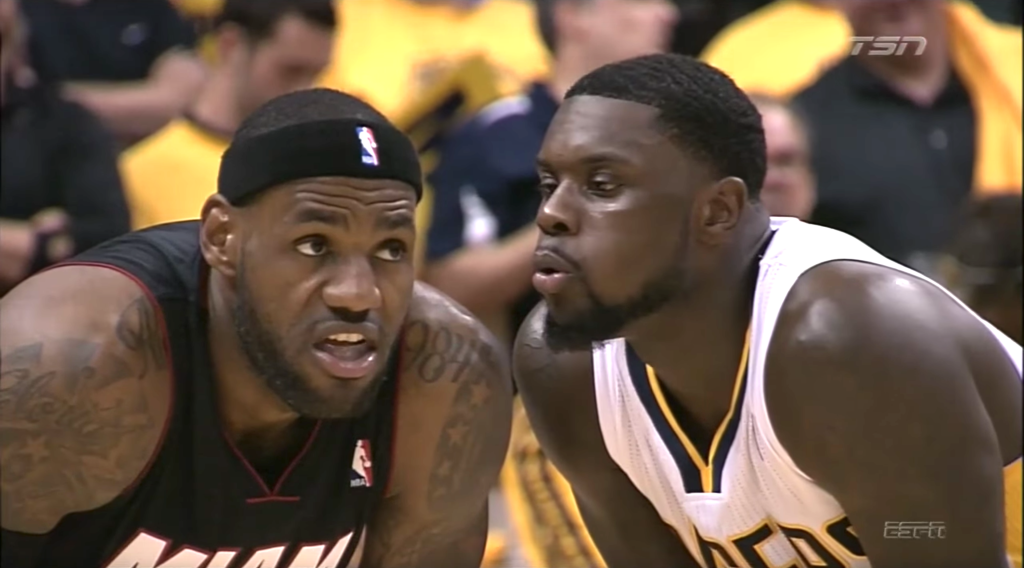 Lance Stephenson blows sensually into LeBron James's ear, and feels good about getting away with it.