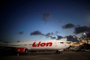 A Lion Air plane parked at Denpasar airport.