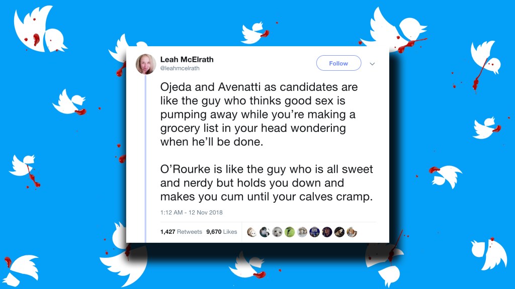 A tweet about having sex with Democrat Beto O'Rourke