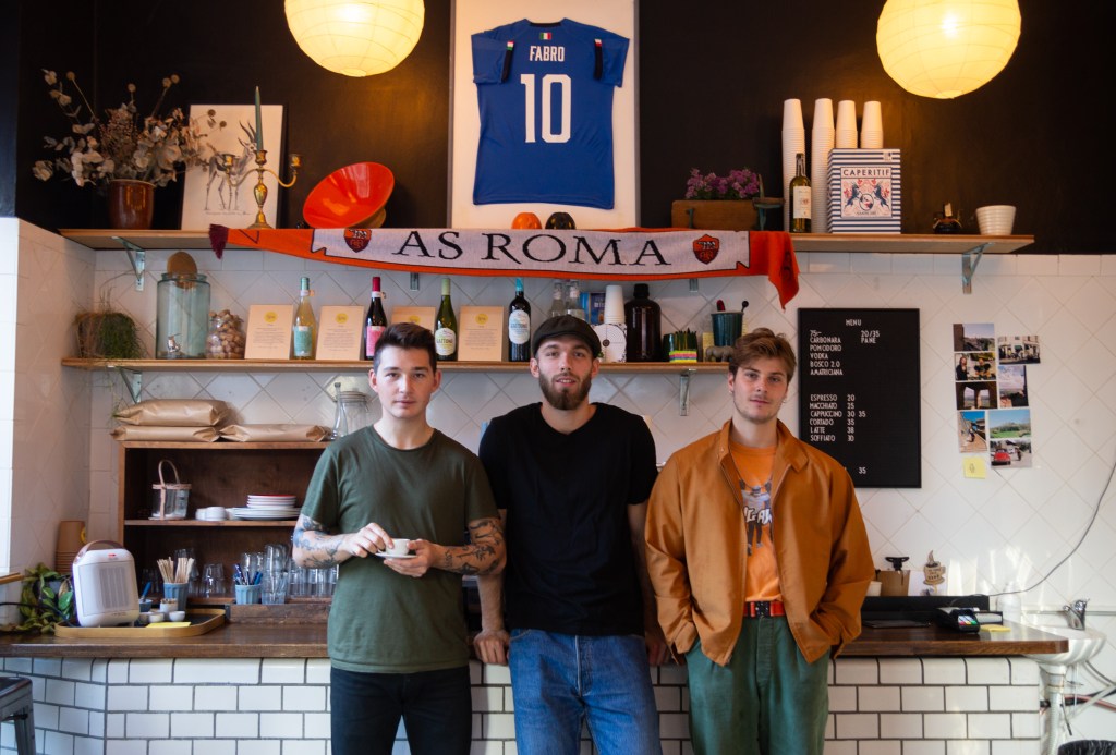 frederik, jon og luca på restaurant Fabro.