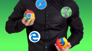 Mann jongliert mit den Symbolen unterschiedlich sicherer Browser