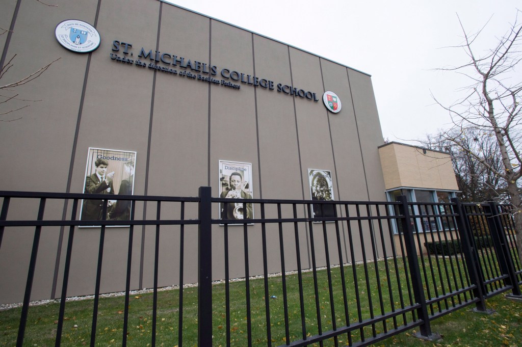 St. Michael's College School is shown in Toronto on Thursday, November 15, 2018. An investigation is underway into an alleged sexual assault at a prestigious private school in Toronto, police said Wednesday as the institution announced it had expelled stu