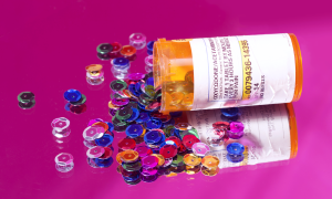 sparkles in a pill bottle