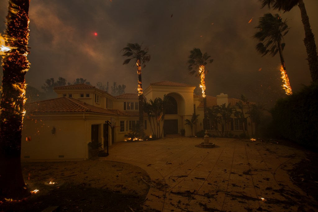 A wildfire in California