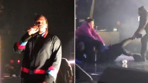 Image of pusha t at toronto show with drake fans who attempted to assault the rapper