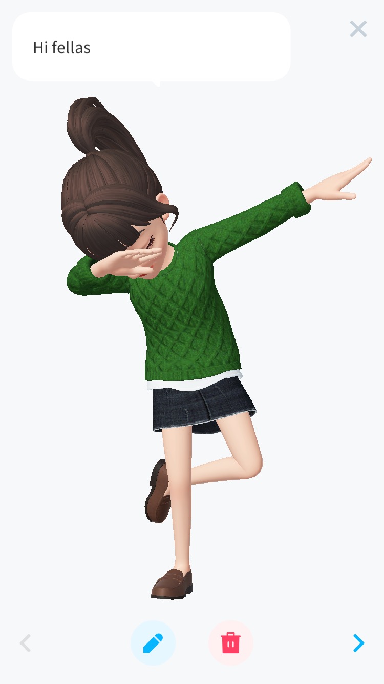 Screenshot of a Zepeto greeting taken by Caroline Haskins.