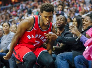 Toronto Raptors guard Kyle Lowry celebrates