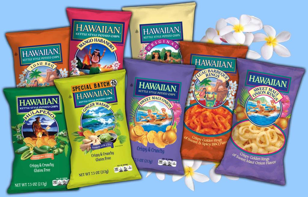 Bags of Hawaiian Snacks potato chips