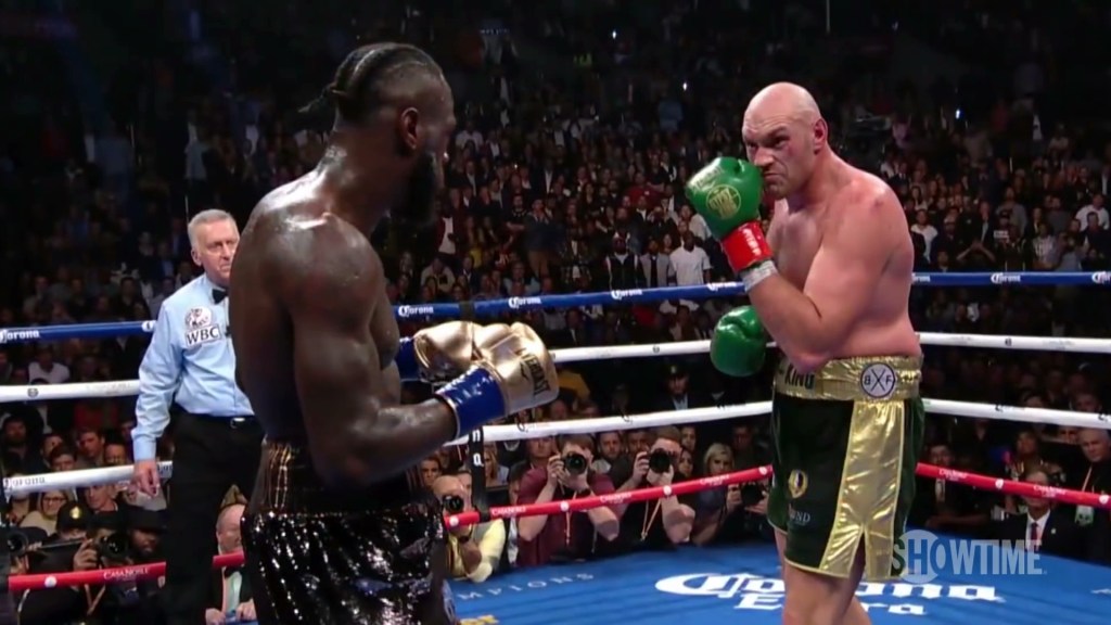 Deontay Wilder and Tyson fury battle in the 12th round.