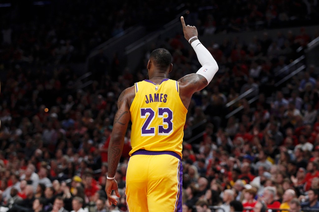 Los Angeles Lakers star LeBron James playing against the Portland Trail Blazers in October.