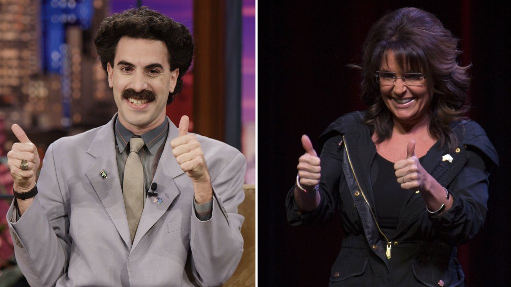 Sacha Baron Cohen and Sarah Palin