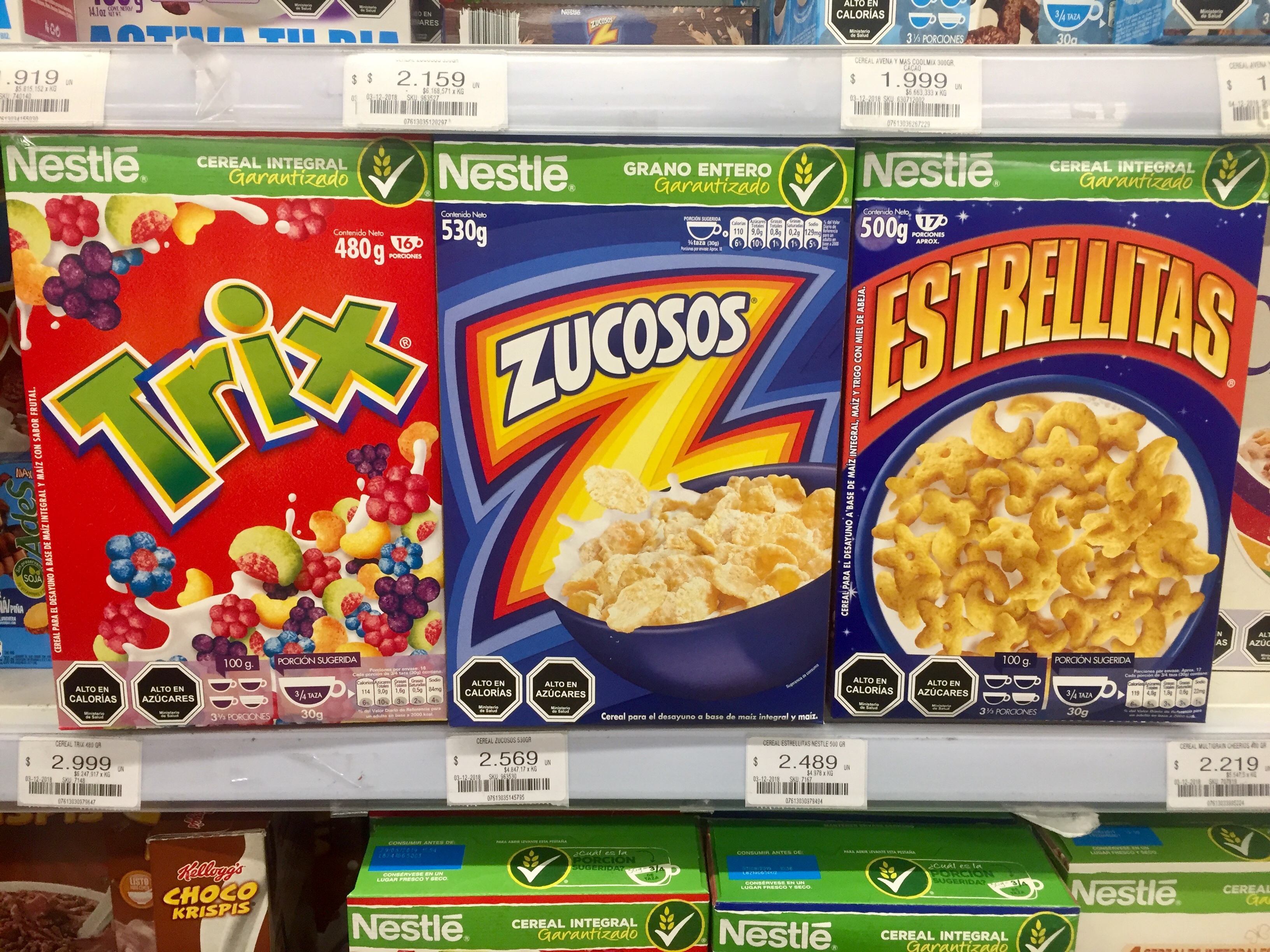 Cereal boxes with cartoon imagery