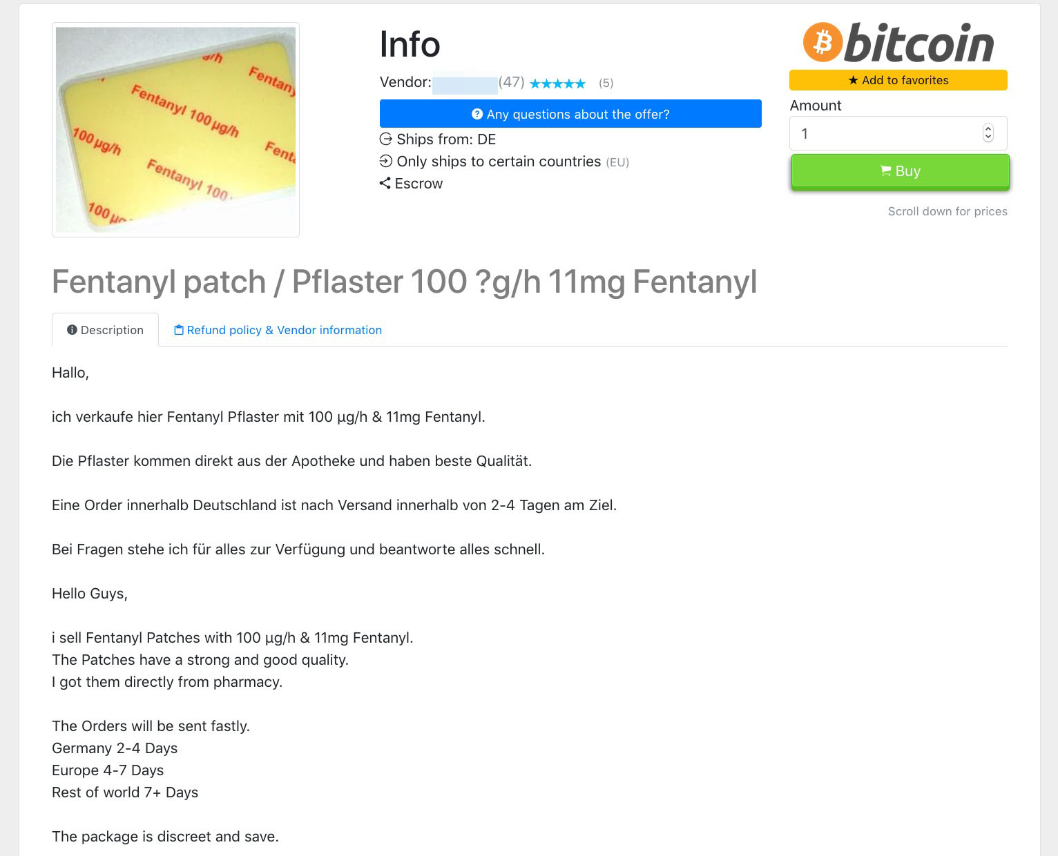 Angebot für Fentanyl