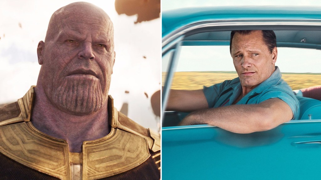 Image of thanos from infinity wars and Viggo mortensen from Green Book