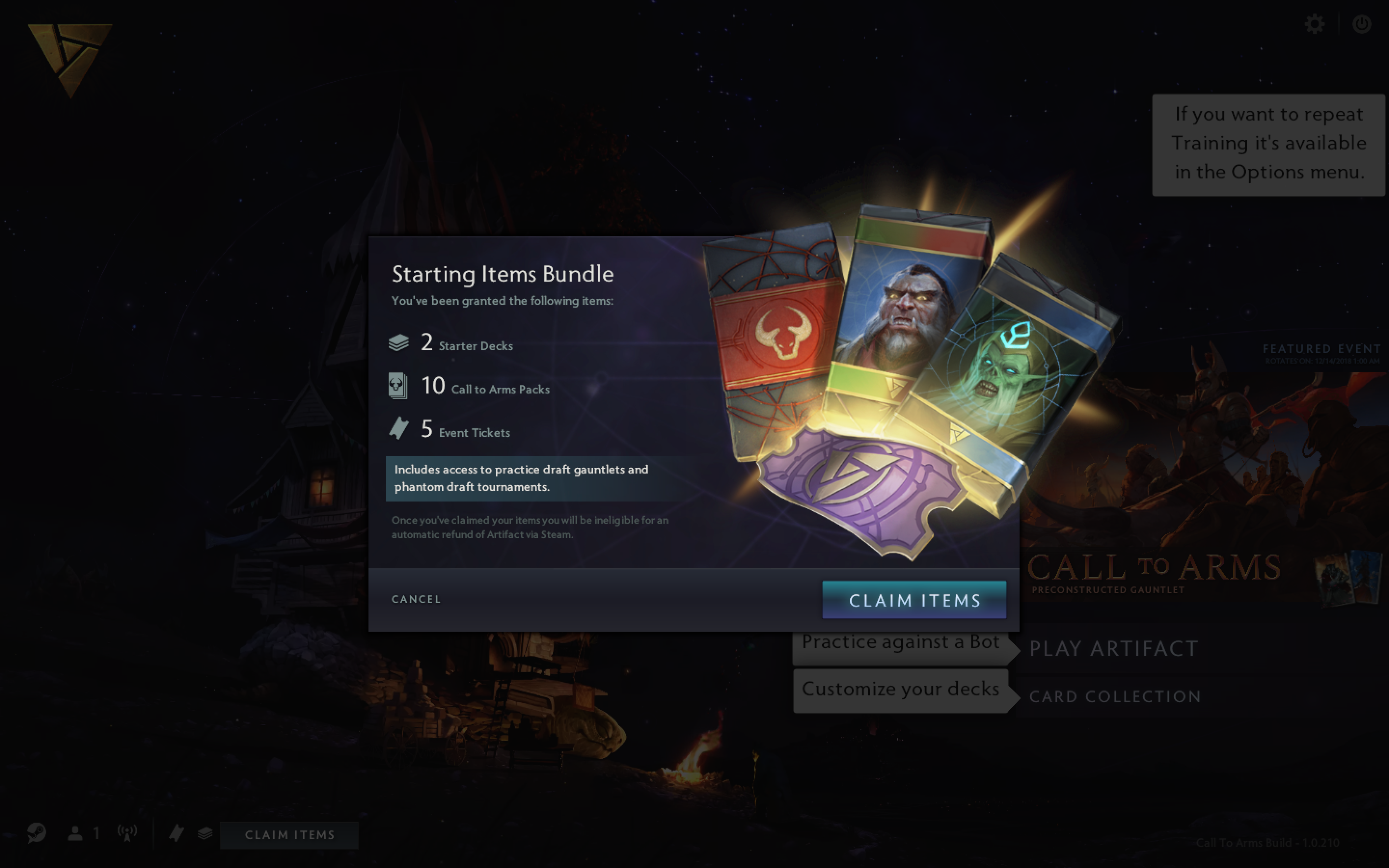 Starter deck from 'Artifact'