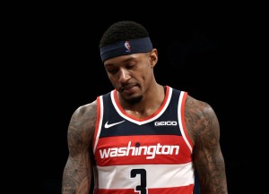 Washington Wizards guard Bradley Beal walks off the court in Brooklyn