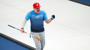 Team USA's Matt Hamilton celebrates at the 2018 PyeongChang Winter Olympics in South Korea.