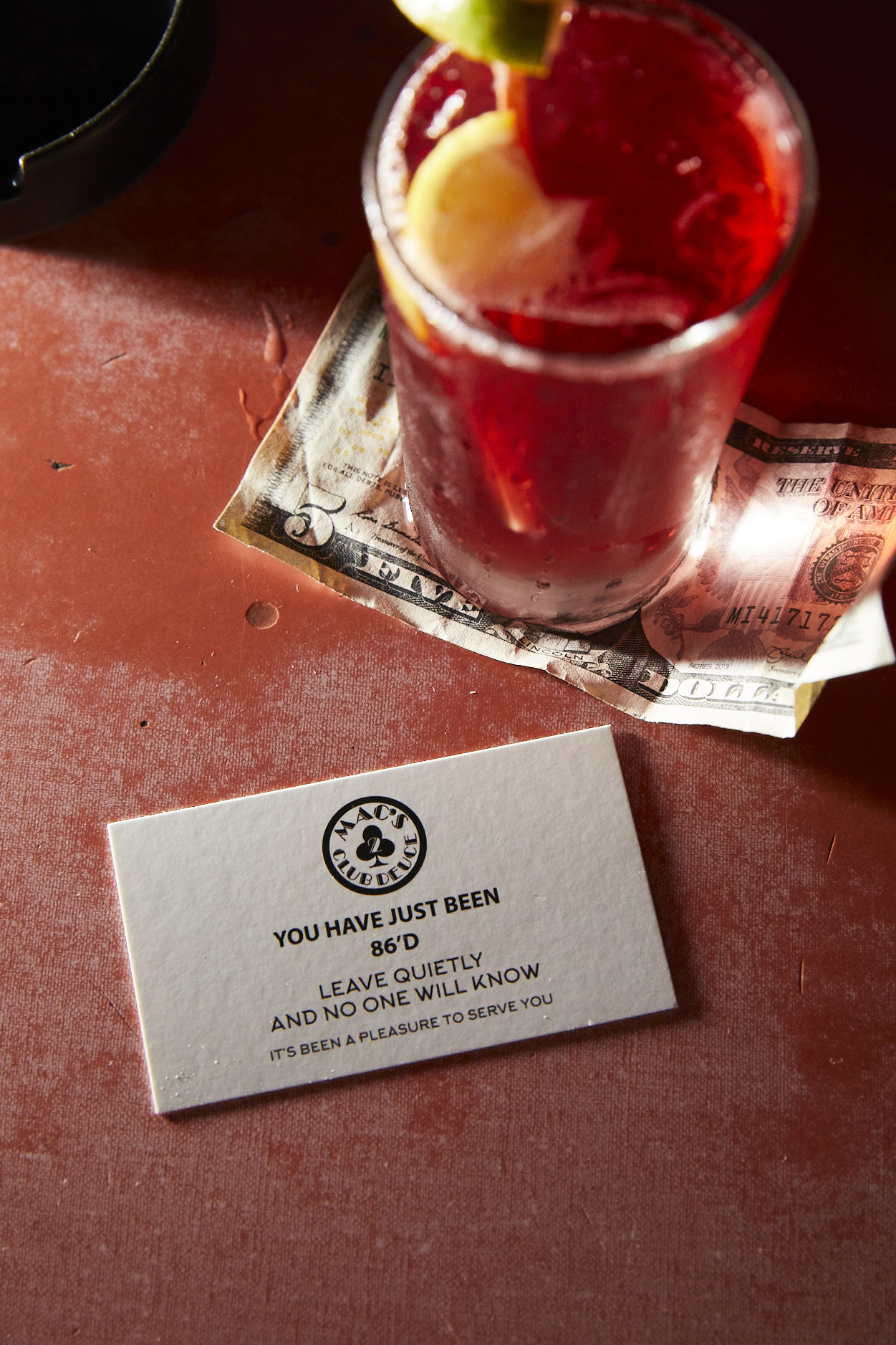 Drink card at Mac's Club Deuce