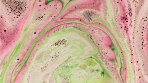 green and pink bath bomb