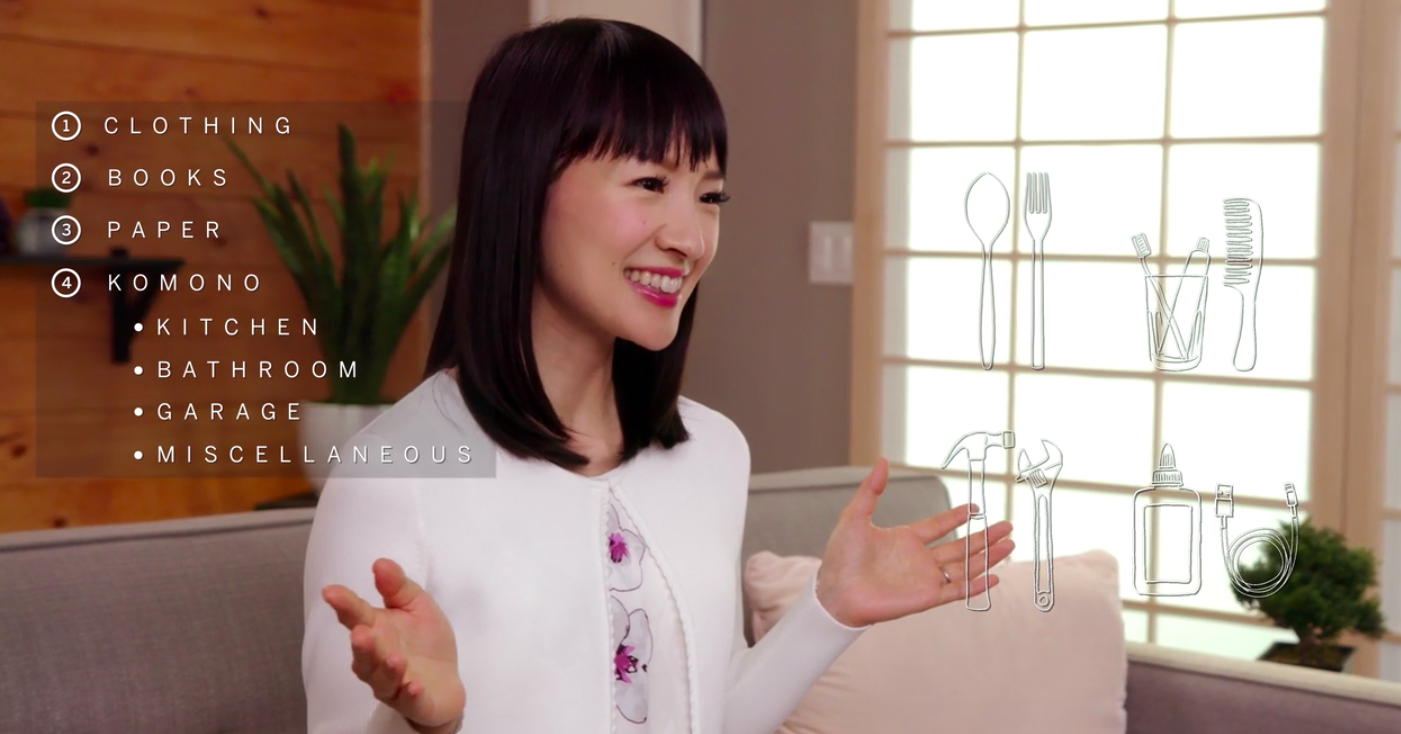 Marie Kondo explaining her five step method