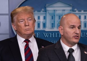 Brandon Judd and President Trump in the White House Briefing Room.