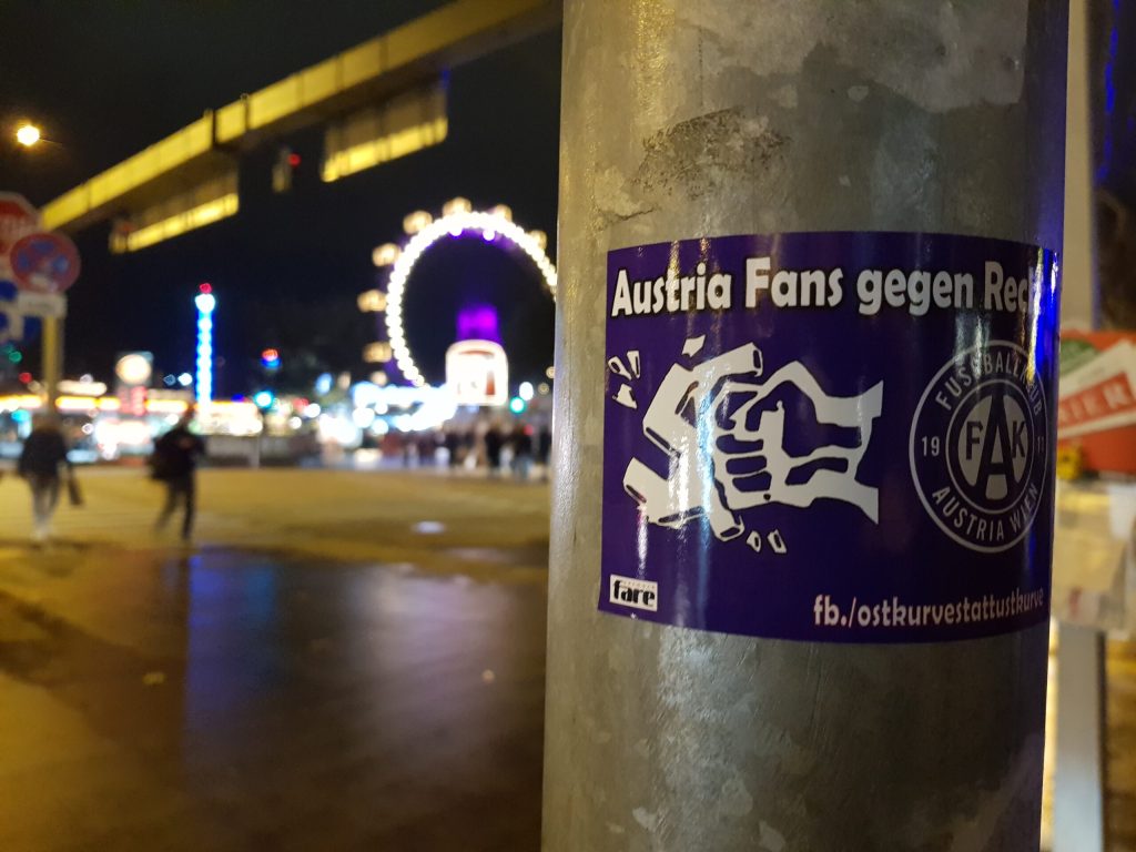 Sticker der Wiener Austria gegen Nazis