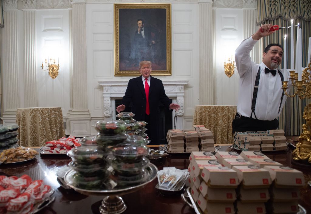 Donald Trump and a bunch of fast food