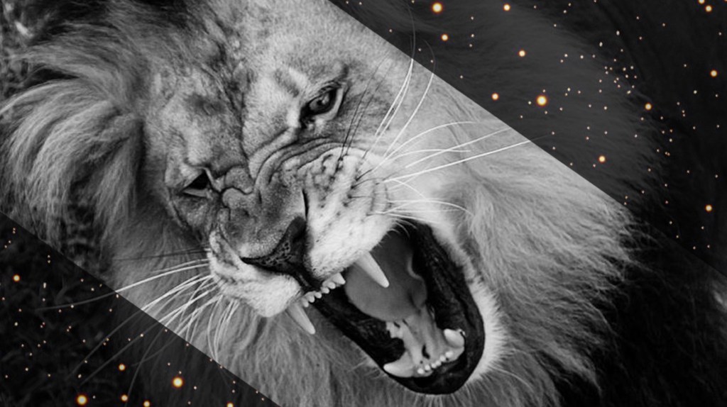 A lion roars among the cosmos