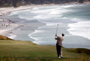 Ernie Els taking a swing at the 2010 US Open Championship at Pebble Beach.