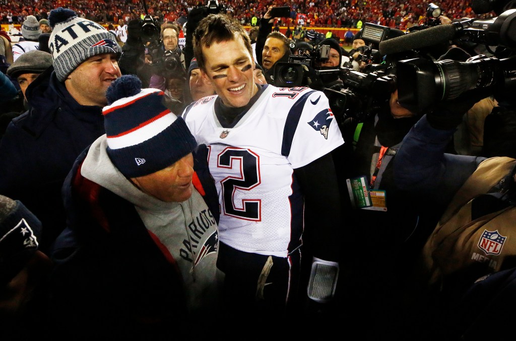 New England Patriots head coach Bill Belichick and quarterback Tom Brady.