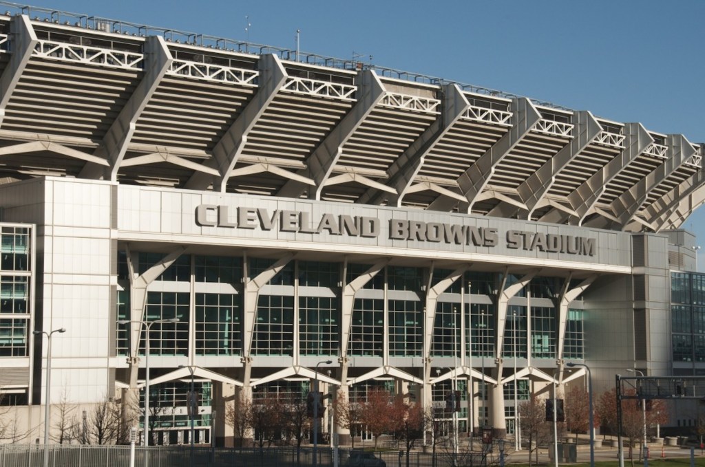 Cleveland Browns stadium facade, which hides the porn behind it.