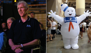 Bill Walton and "Ghostbuster" villain, the Stay Puft Marshmallow Man.