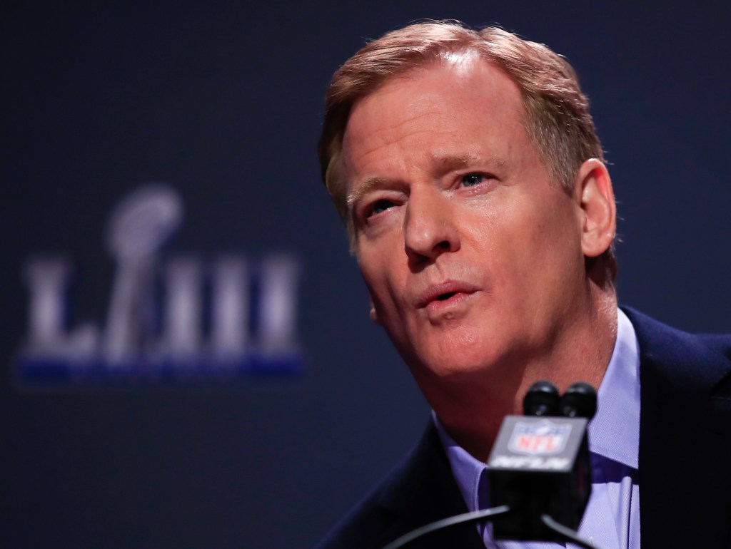 NFL commissioner Roger Goodell at Super Bowl LIII media day.