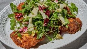 Parmesan Chicken Cutlets with Tricolore Salad Recipe