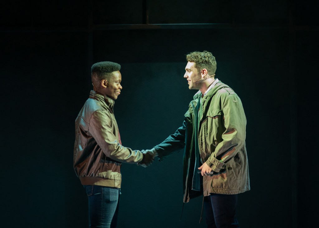 Tyrone Huntley (Obi) and Billy Cullum (Alex) in Leave To Remain at the Lyric Hammersmith