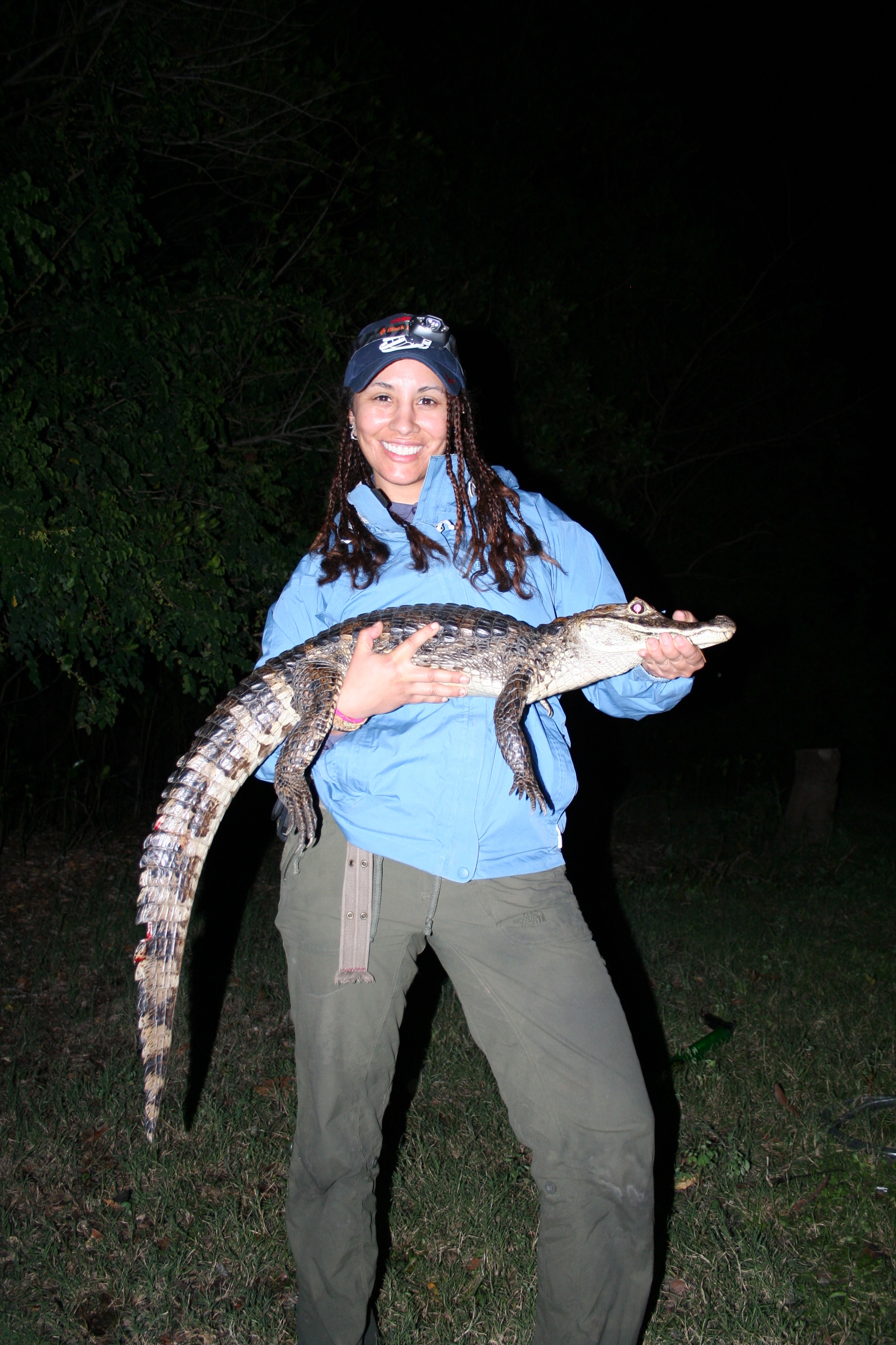 Marisa Teller with a captured cocodile