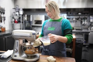 emma bengtsson of aquavit making knackebrod, or swedish crispbreads