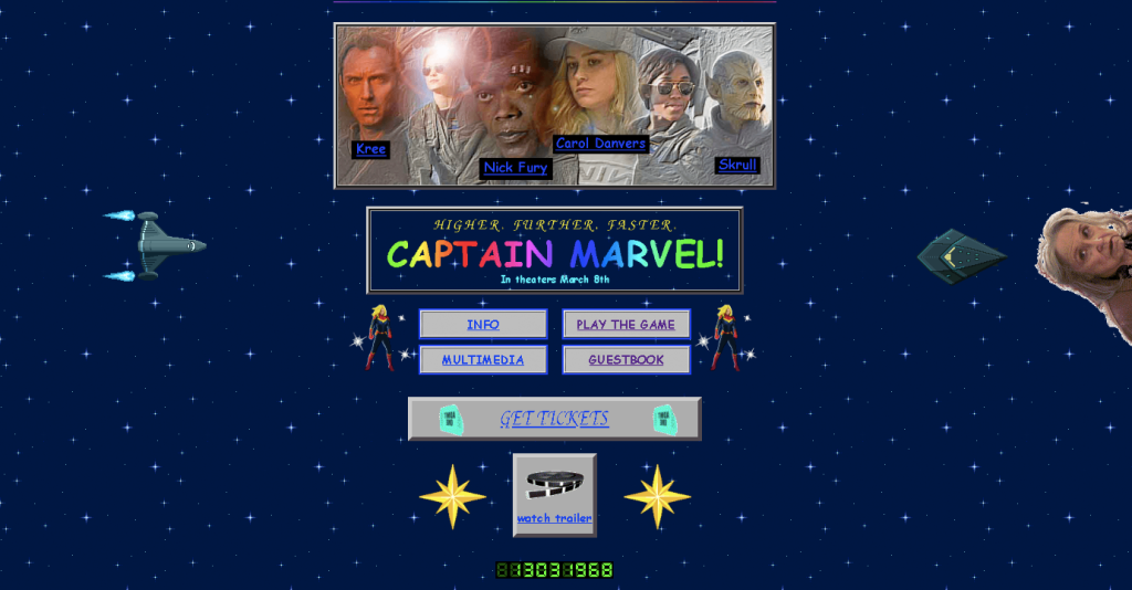 Screenshot of 'Captain Marvel' website